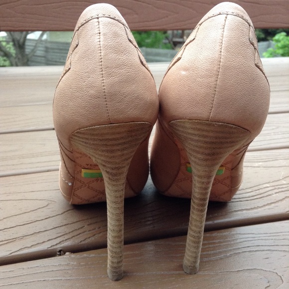 LAMB tan leather peep toe stilettos 7 (J7) - Picture 6 of 6